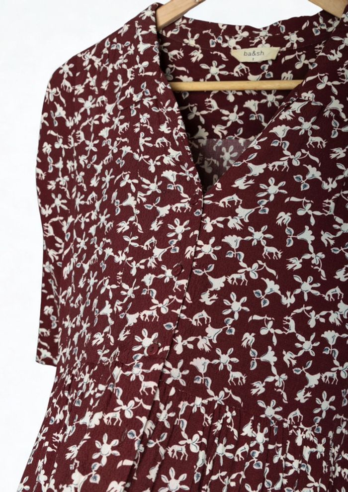 Robe à motifs bordeaux Ba&Sh Taille S - photo numéro 4