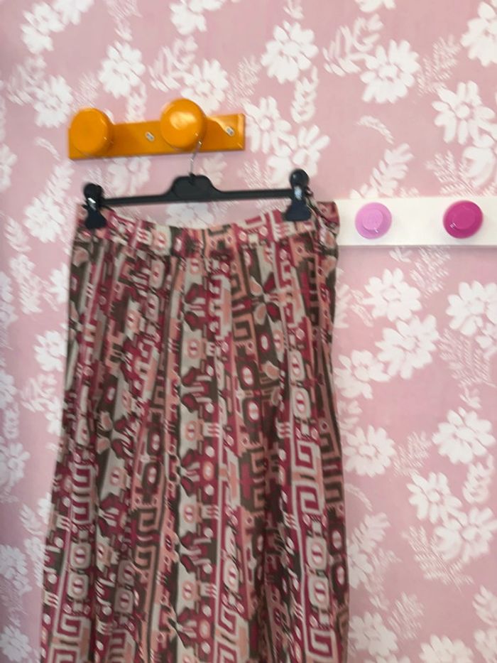 Jupe longue plissée à motifs vintage - photo numéro 2