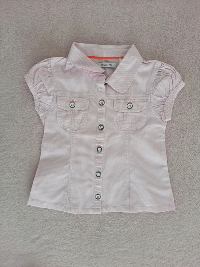 Chemisier Okaïdi 3 ans Rayé blanc et rose clair