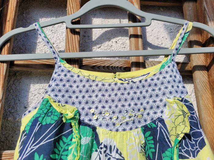 Magnifique robe d'été Jean Bourget, colorée tons vert, 10 ans - photo numéro 2