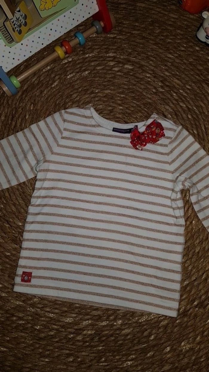 Superbe pull à rayures dorées fille 24mois sergent major