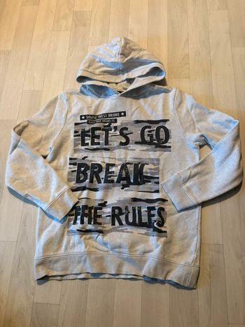 Sweat gris motif noir 13/14 ans skate nation avec capuche