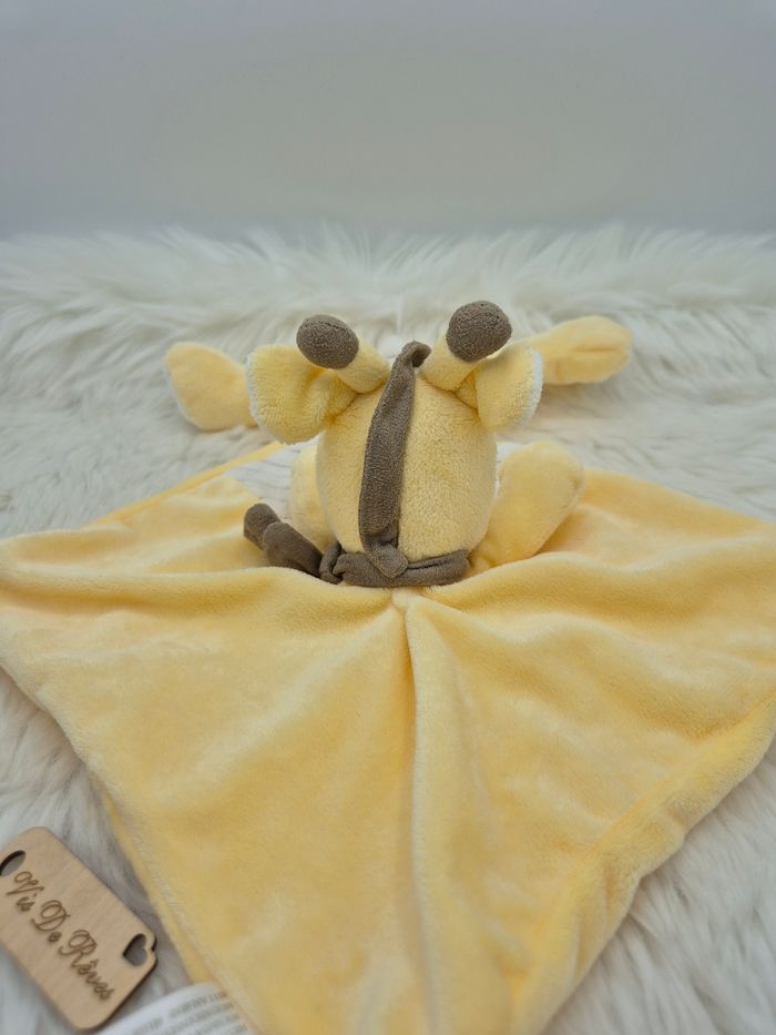 Doudou plat girafe jaune blanc marron Nicotoy - photo numéro 4