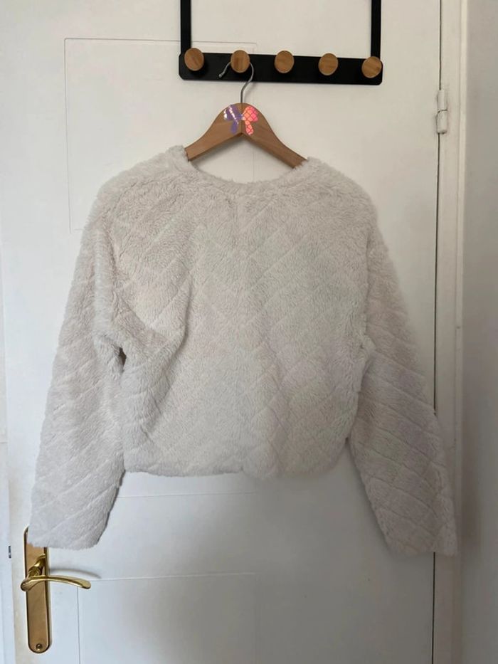 Sweat effet fourrure beige/blanc Zara Taille S - photo numéro 2