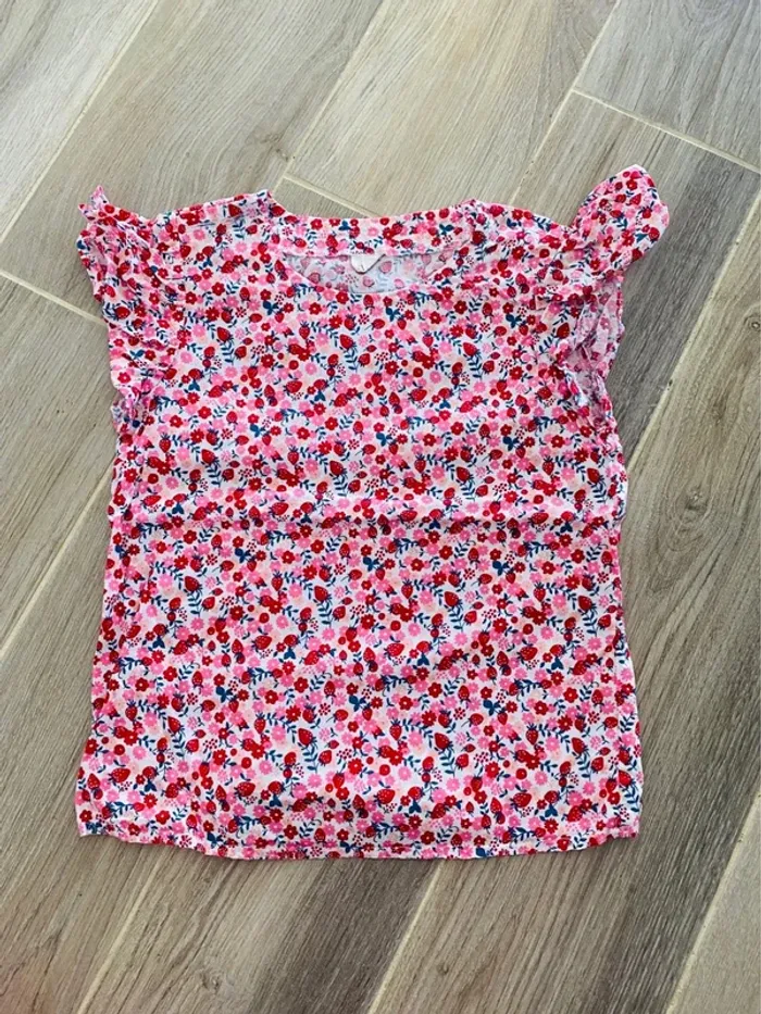 Joli haut liberty fille rose 5/6ans fait main