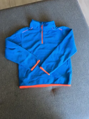 Polaire bleu et orange fluo 8-9 ans