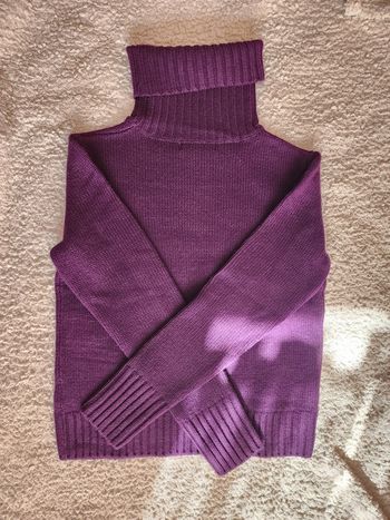Pull violet col roulé T.XS/34
