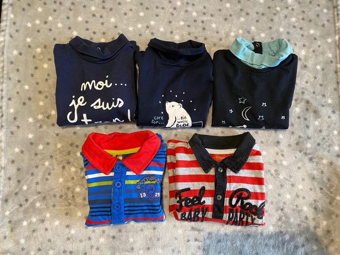 Lot de 2 polos et 3 t-shirts col-roulés 18 mois - photo numéro 2