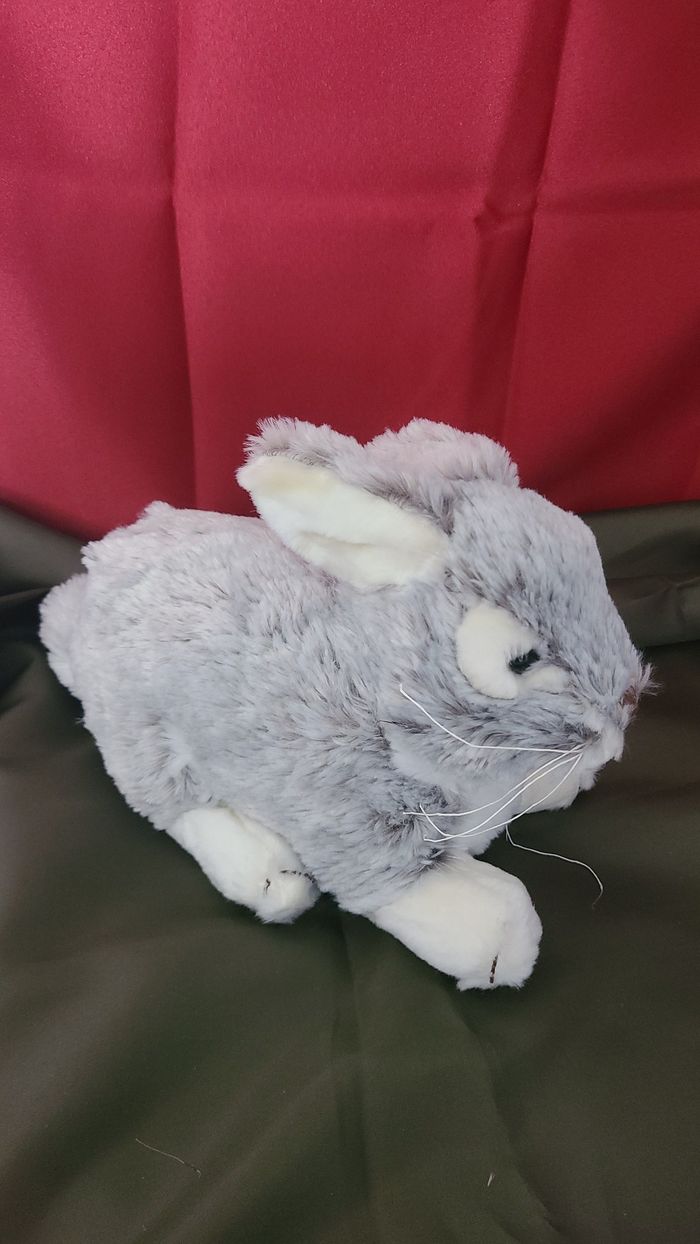 doudou peluche lapin nez marron gris blanc - photo numéro 4