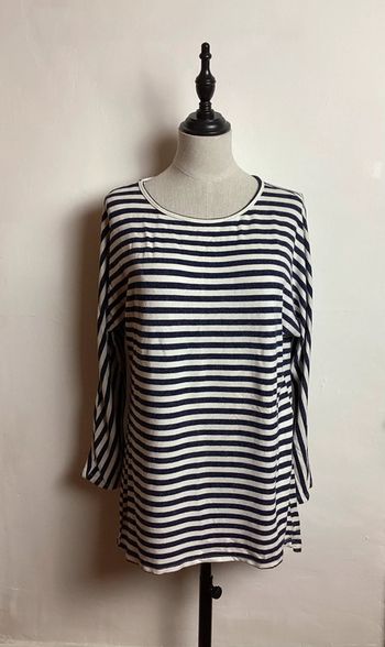 Pull mi-long marine et blanc Made in Italy 36