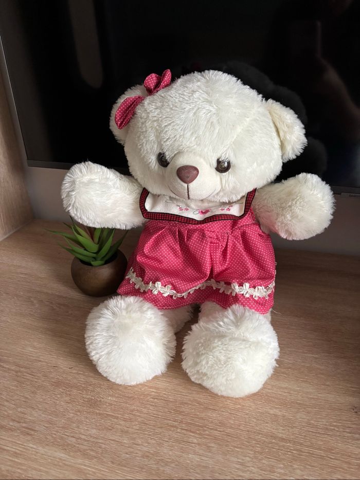 Grosse peluche nounours blanc - photo numéro 2