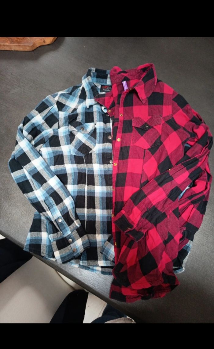Lot de 2 chemises a carreaux
