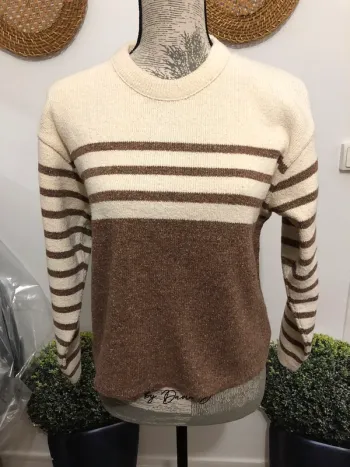 Pull rayé marron