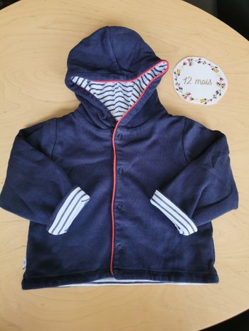 Veste à capuche réversible bébé 12mois absorba