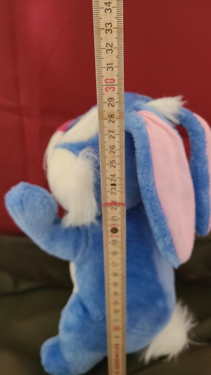 LAPIN DOUDOU BLEU BEIGE ANCIEN VINTAGE PELUCHE - photo numéro 3