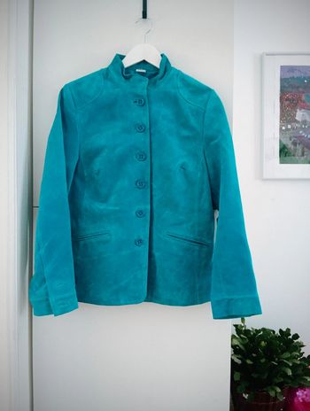 Magnifique Veste en cuir turquoise taille 42