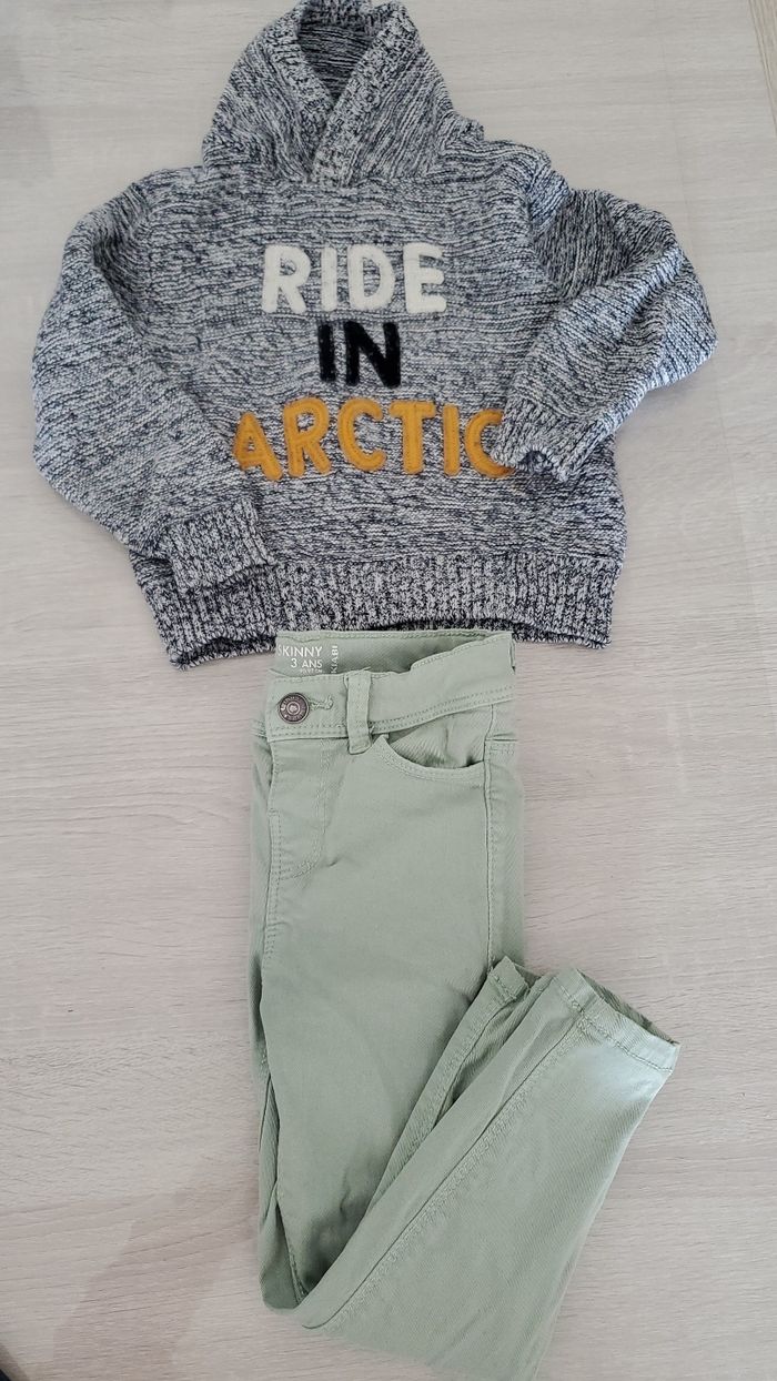 Lot de 2 jeans + 1 pull garcon 3 ans - photo numéro 2