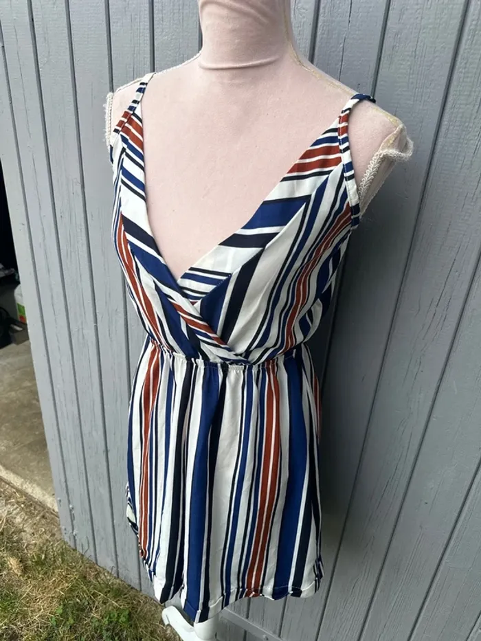 Combi-short rayé coloré été légère fines bretelles 36/S - photo numéro 3