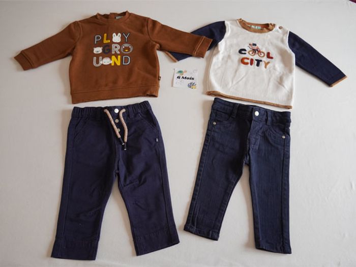 Lot n°9 Vêtements Obaibi 6 mois : 5 Pantalons + 1 Salopette + 6 Hauts - photo numéro 4