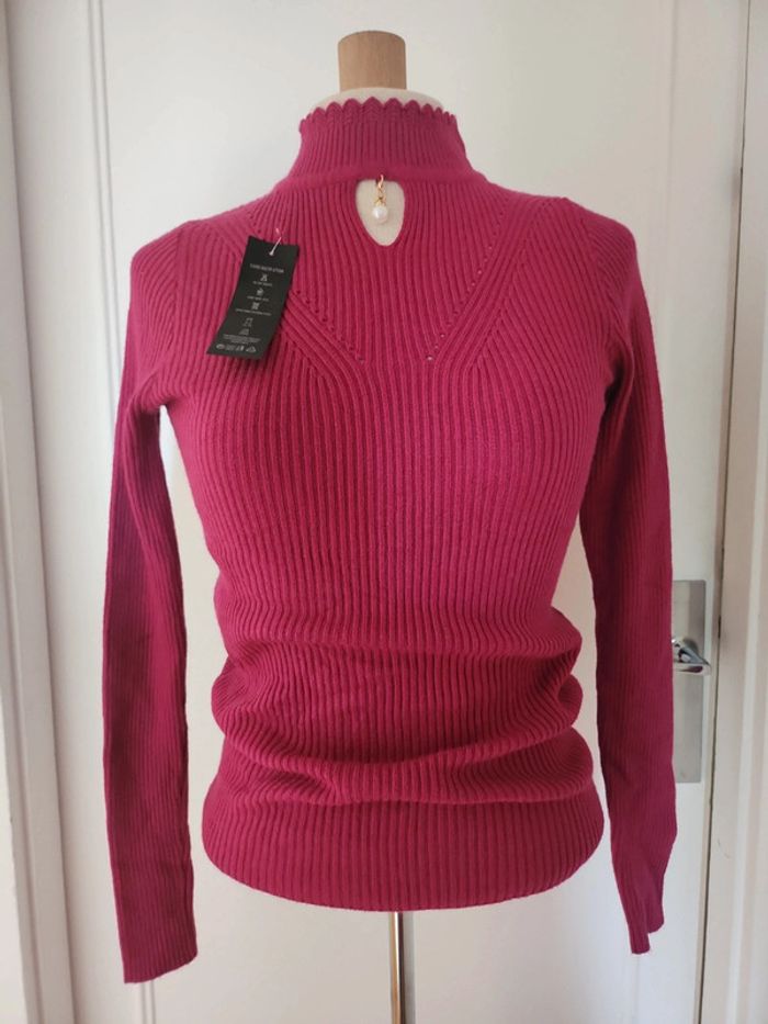 Pull col roulé coton