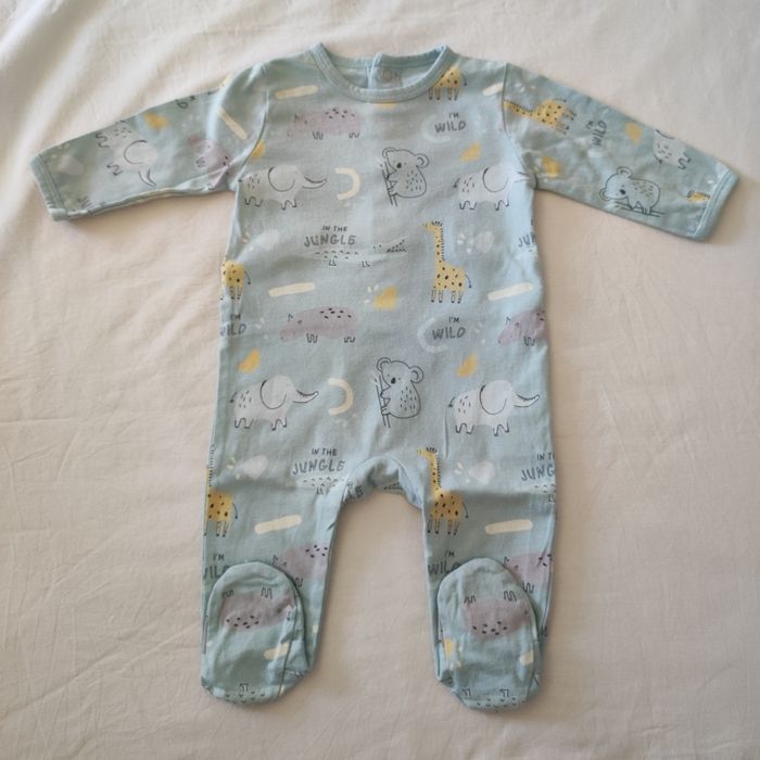 Pyjama bébé Kiabi 3 mois bleu motifs jungle - photo numéro 2