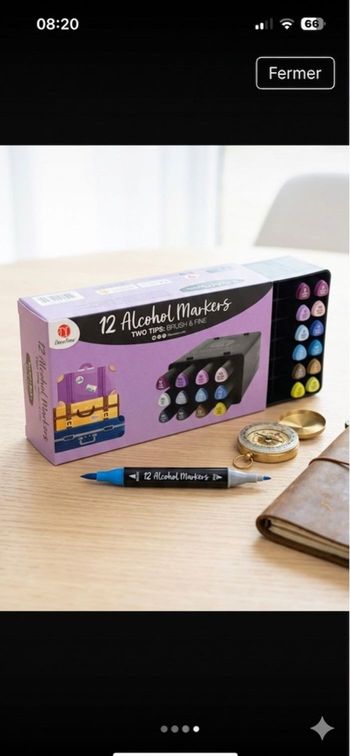 Set 12 Feutres à Alcool DécoTime Violet – Thème Valises & Voyage – NEUF