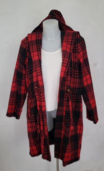 Manteau peignoir à carreaux et à capuche taille 3 Christy neuf avec étiquette