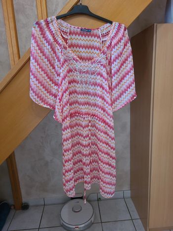 Robe voile rose et orange