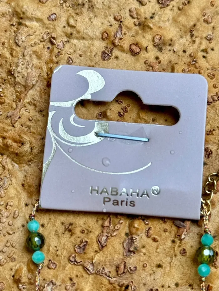 Collier habaha Paris cordons t mordorés perles et pavés jade vert finitions acier inoxydable or - photo numéro 7