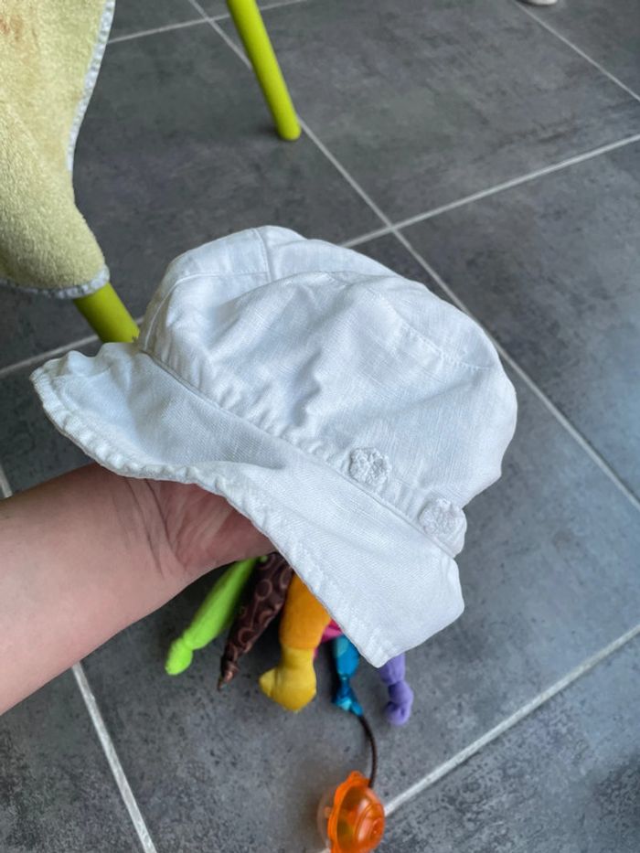 Chapeau blanc en lin clayeux 53cm - photo numéro 7