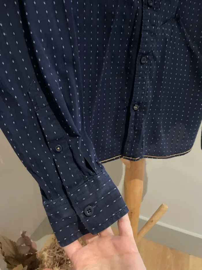 Chemise bleu marine motifs discrets - photo numéro 4