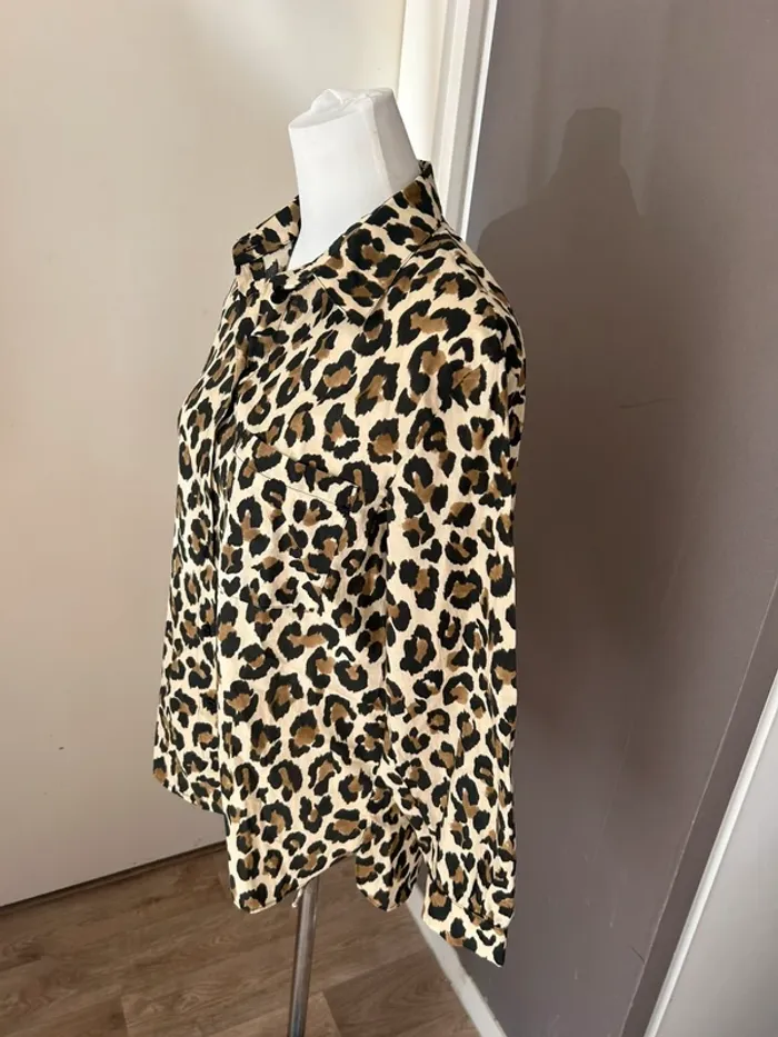 Zara chemise, imprimée, léopard, femme, taille M. Voile de coton. - photo numéro 3