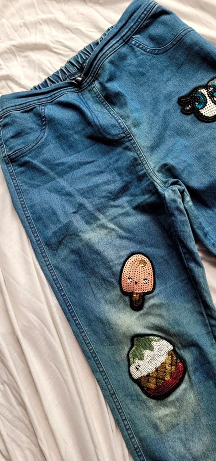 Jean bleu Calzedonia Taille S écussons sequins - photo numéro 7