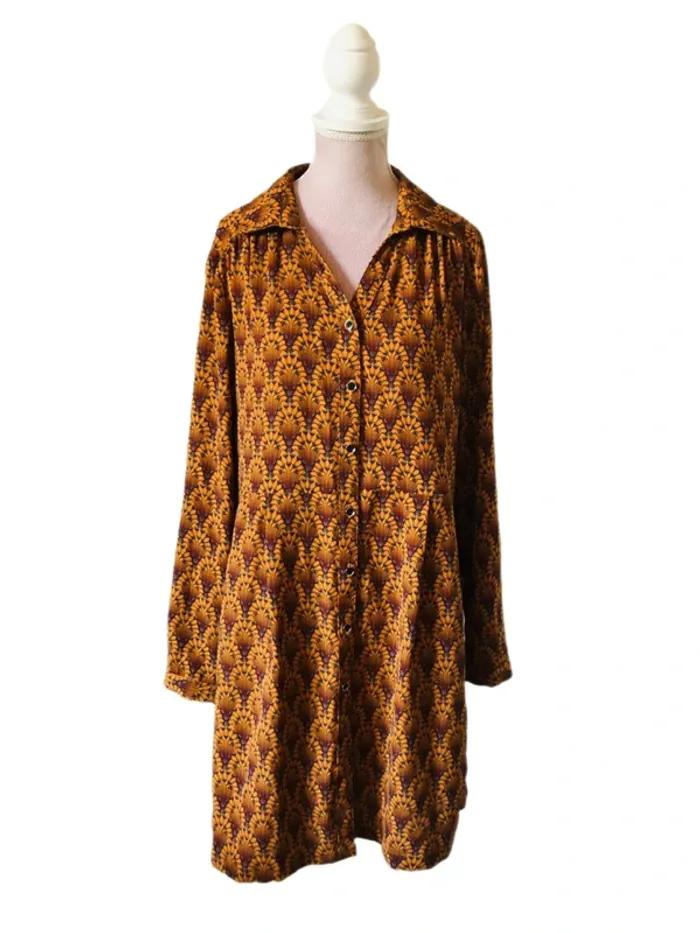 🍁Chemise longue S/36 hippie chic boho vintage retro 70s style long shirt🍁 - photo numéro 6