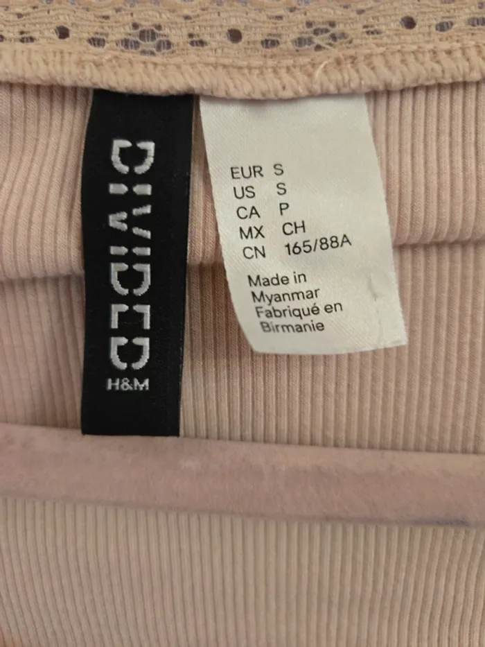 pink  Divided ribbed square-neck top - photo numéro 2