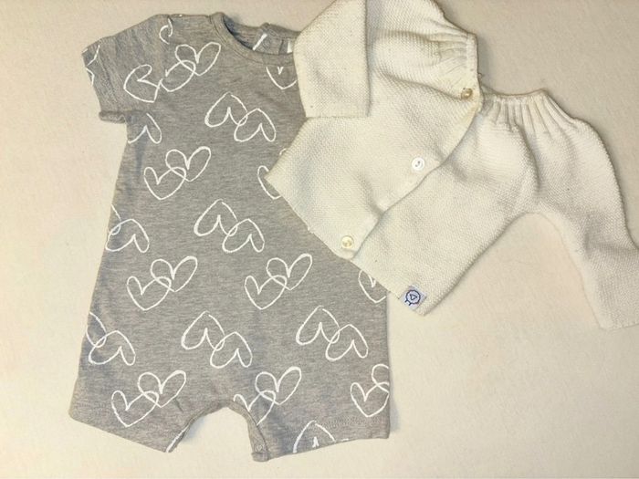 Lot 2 pièces combi et gilet 1 mois fille - photo numéro 2