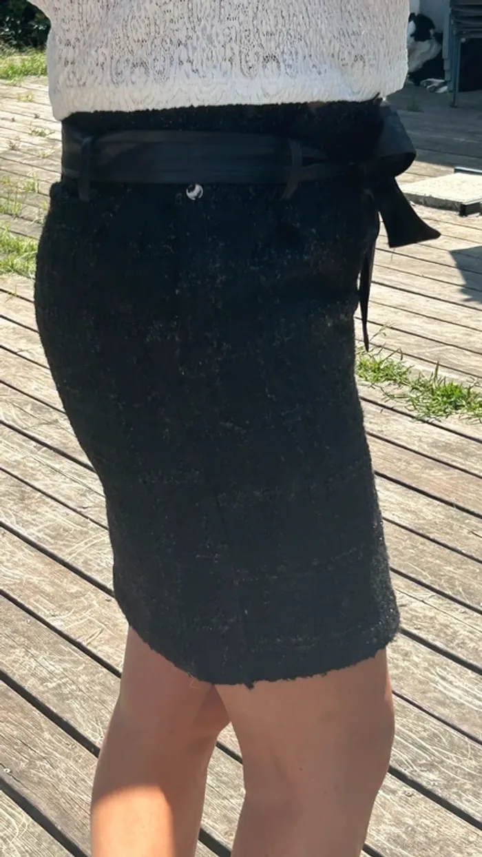 Jupe Kaporal Noire chic effet Tweed - photo numéro 5