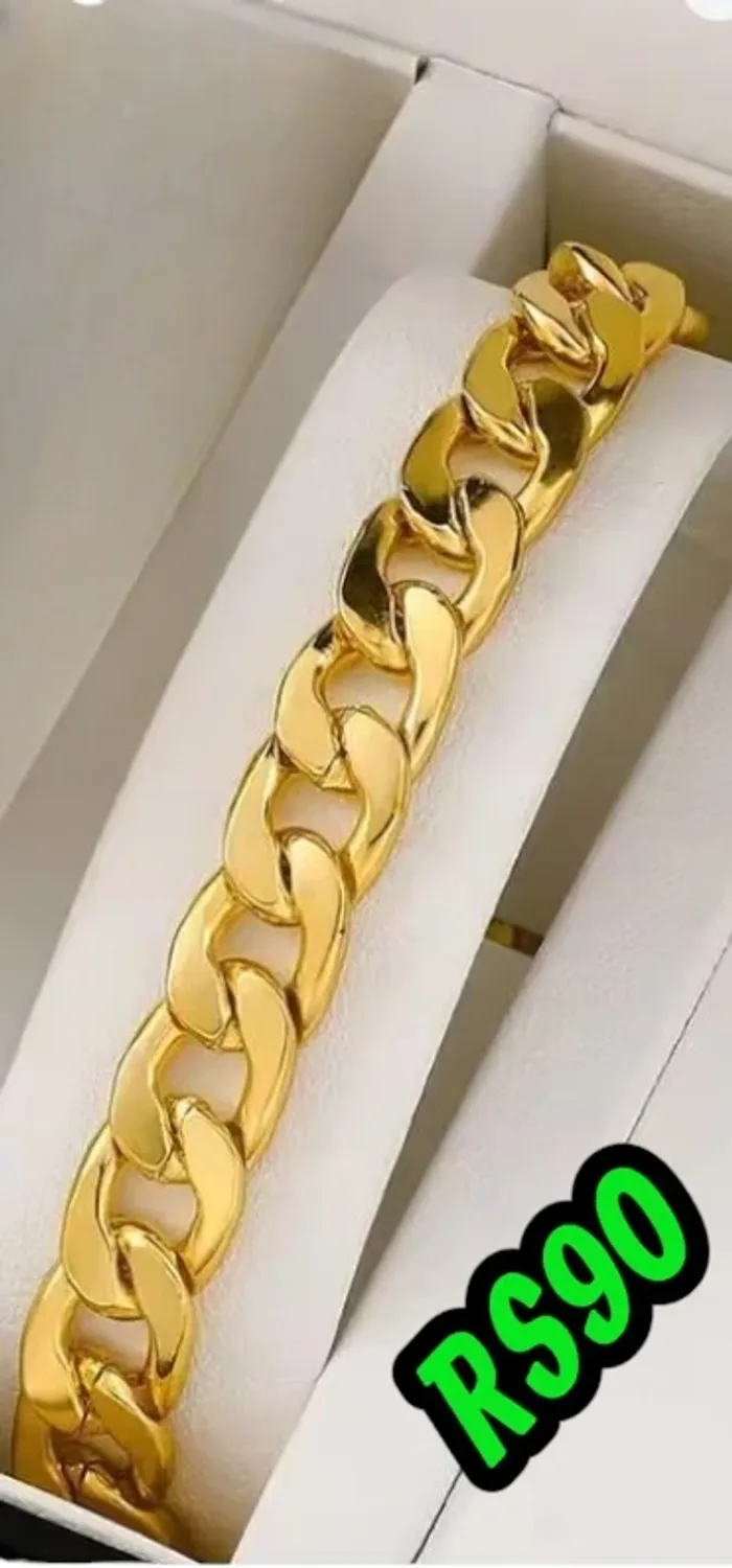 Bracelet coloré style plaqué or , 12mm, chaîne pour hommes ou femmes - photo numéro 2
