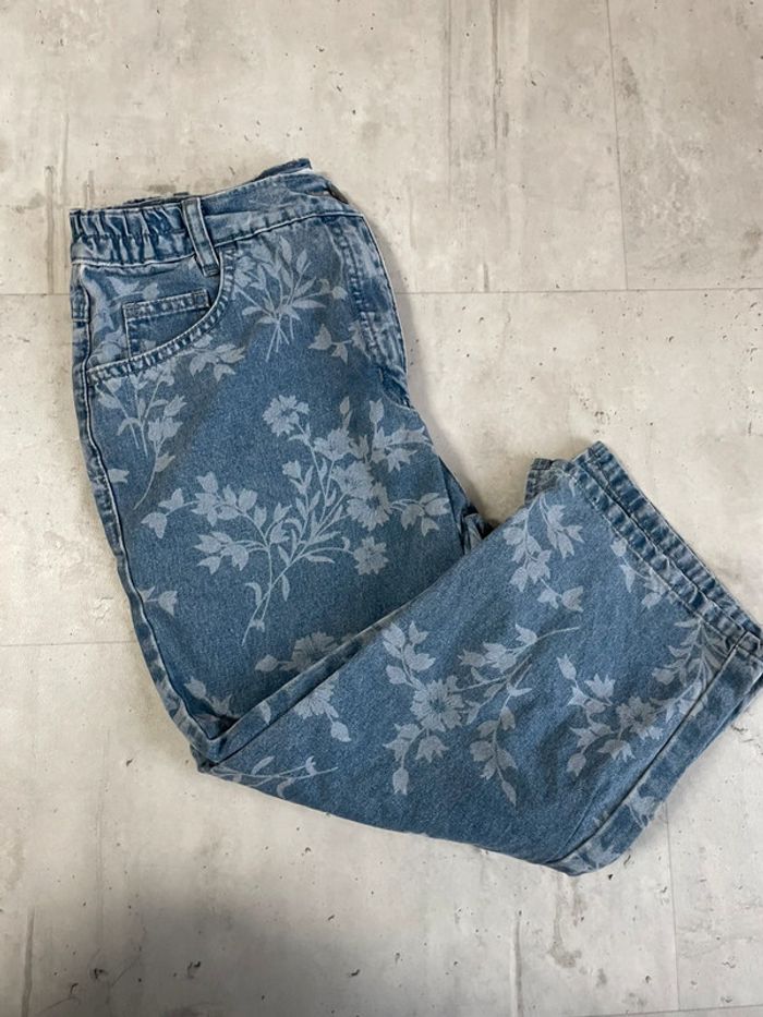 Jean droit fleuri 7/8