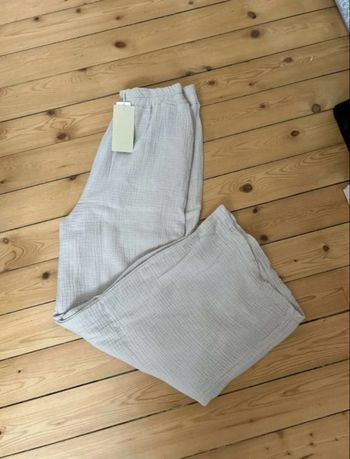 pantalon en gaz de coton beige 
