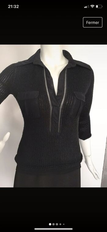 Pull bi matière détails en voile