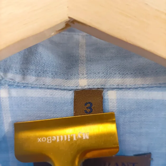 Chemise à carreaux bleu ciel Oliver Grant Easy Line taille 3 col boutonné A890 - photo numéro 10