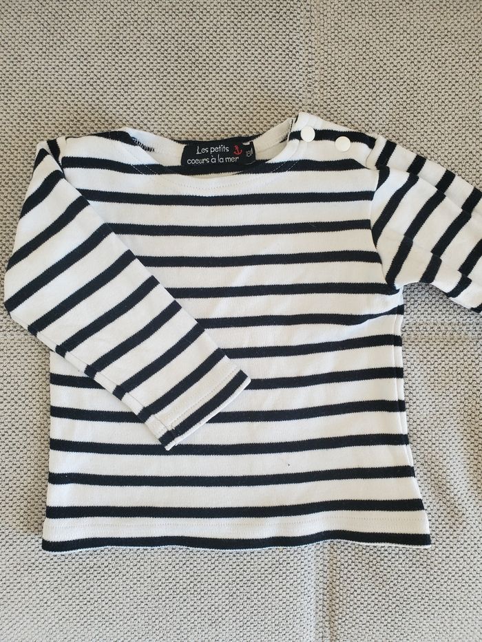 Marinière Les petits cœurs à la mer T.18 mois