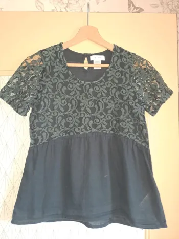 Chemisier fille 14 ans Rteens noir la redoute dentelle tbe plus joli en vrai