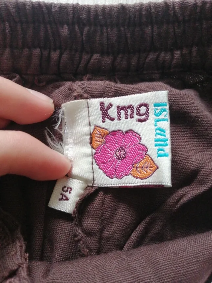 Jupe short marron avec poches sur le devant détails en dentelle / kmg island / (5ans) - photo numéro 3