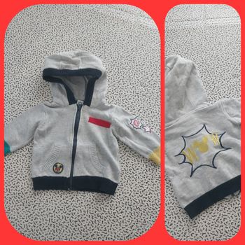 Gilet zippé à capuche Disney Baby 3 mois Mickey gris marine multicolore