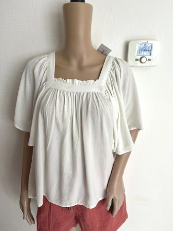 Blouse, chemisier, tunique blanc écru, 100 % coton taille S