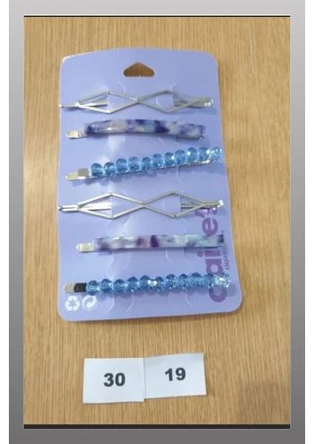 6 barrettes à chignon argenté, strass bleu, reflets violet Claire's