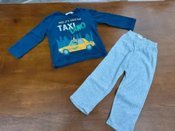 Pyjama deux pièces Tissaia gris et bleu 3 ans