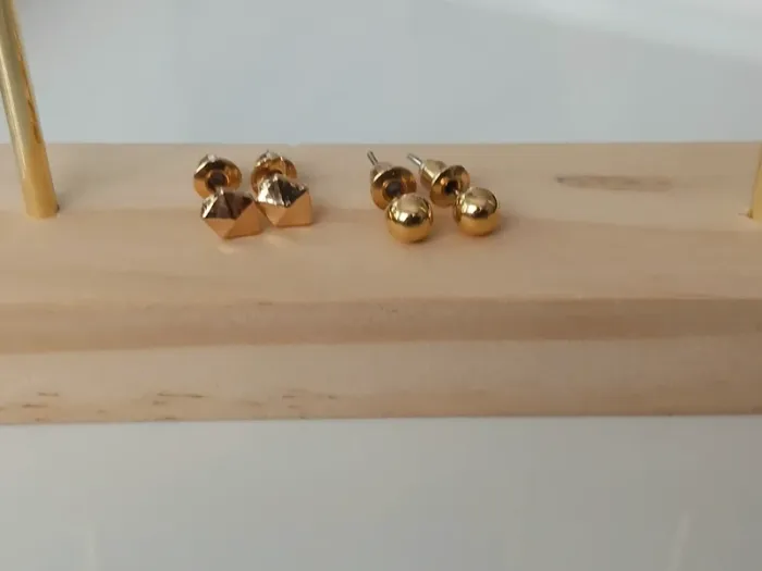 Lot 2 paires clous d’oreilles dorés tendance géométrique et minimaliste - photo numéro 4